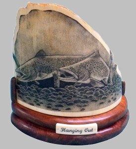 Hanging Out Salmon Scrimshaw