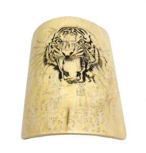 Tiger's Head Scrimshaw Black Areas Filled