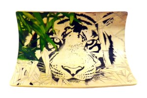 Bamboo Tiger Scrimshaw Bamboo Leaves On Left Added