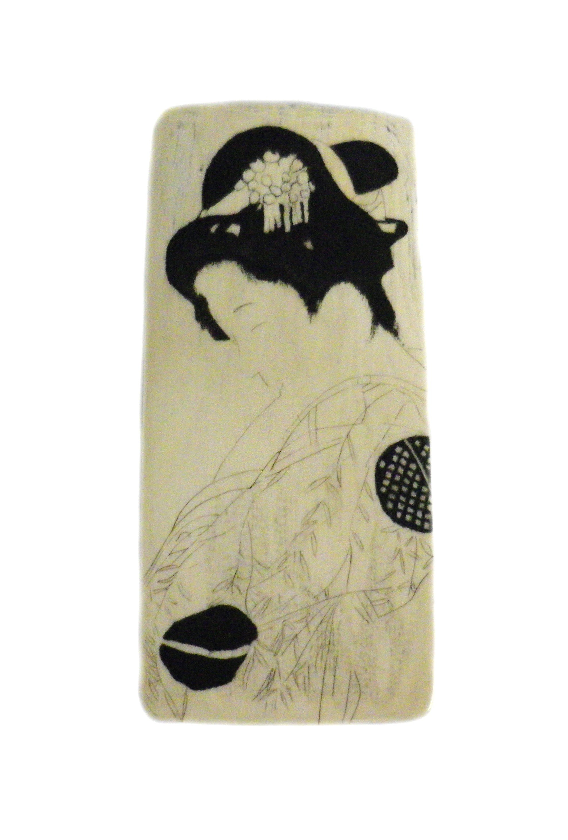 Ivory With Outline Cut and Black Areas Added